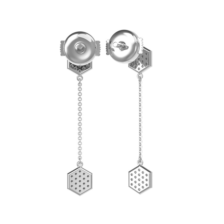 Серьги из белого золота 585 пробы c бриллиантами