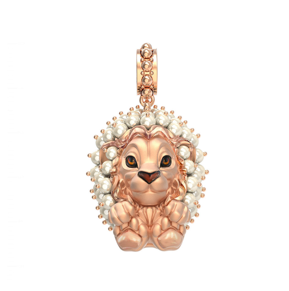 Подвеска из красного золота 585 пробы c эмалью и жемчугом