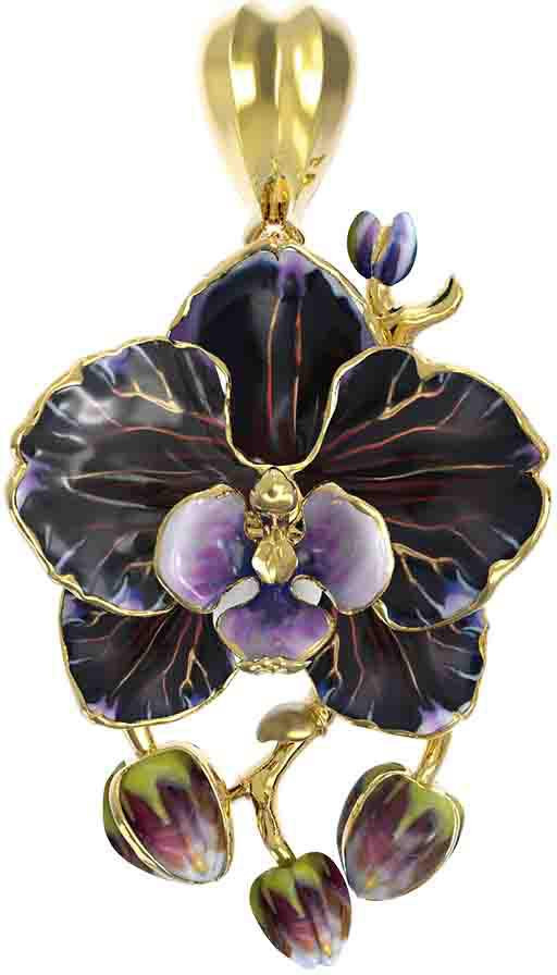 Подвеска из лимонного золота 585 пробы c эмалью