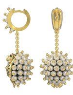 Серьги из лимонного золота c эмалью и жемчугом