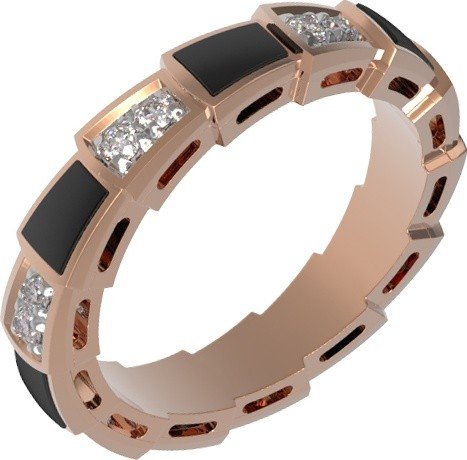 Кольцо из золота c бриллиантами и ониксом