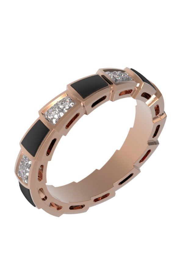 Кольцо из золота c бриллиантами и ониксом