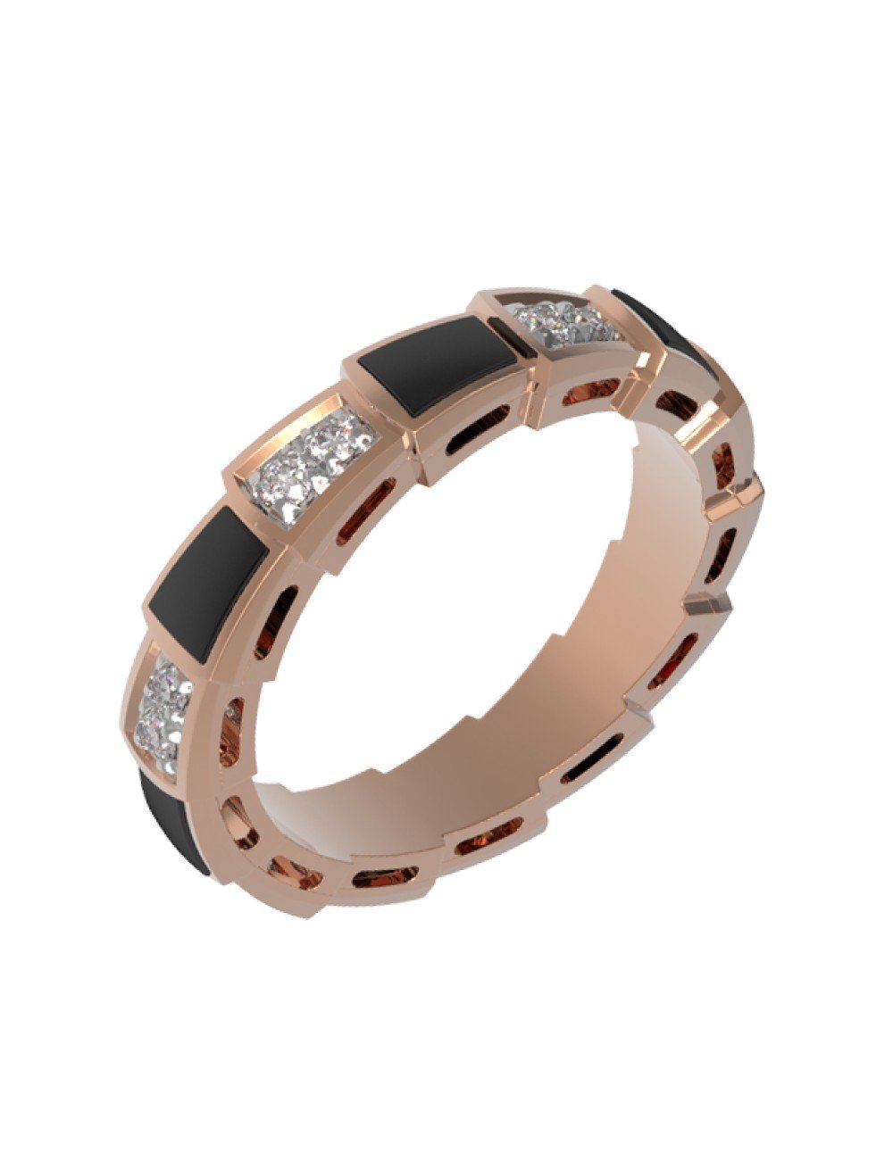 Кольцо из золота c бриллиантами и ониксом