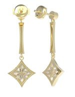 Серьги из лимонного золота c фианитом и перламутром