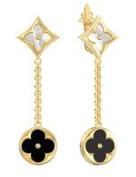 Серьги из лимонного золота c ониксом и перламутром