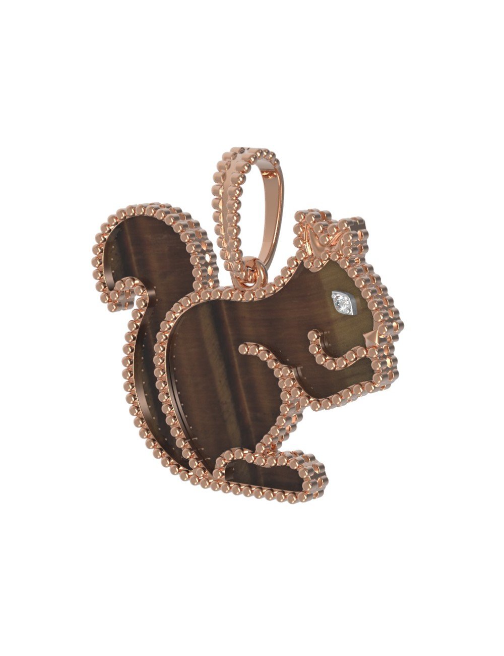 Подвеска из золота c бриллиантами и тигровым глазом