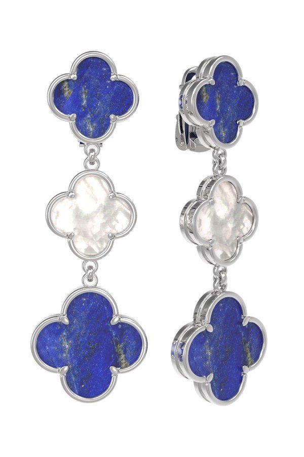 Серьги из белого золота c лазуритом и перламутром