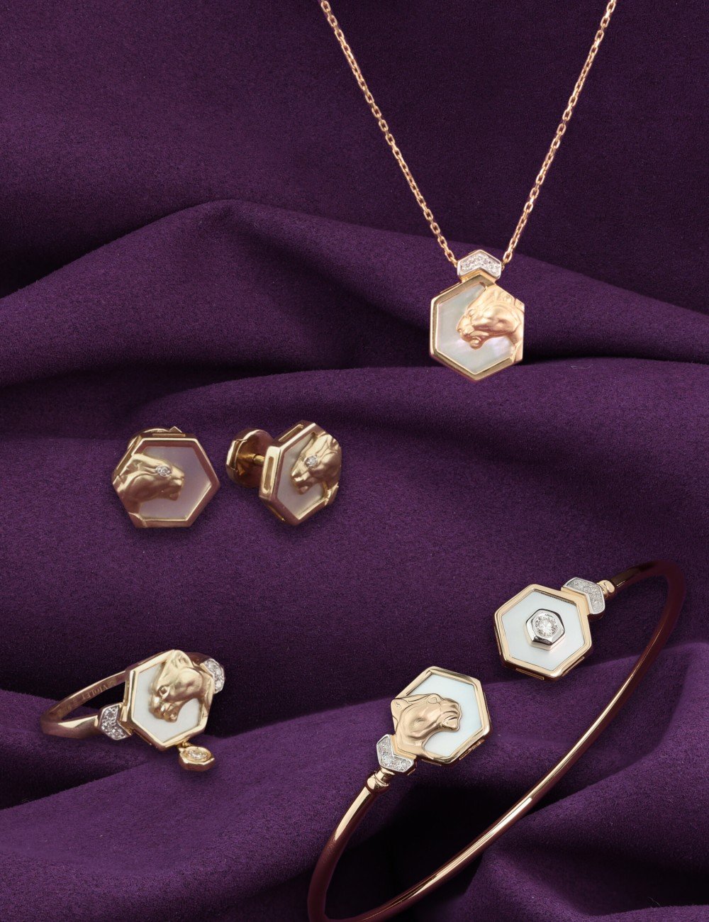 Серьги из золота c бриллиантами и перламутром