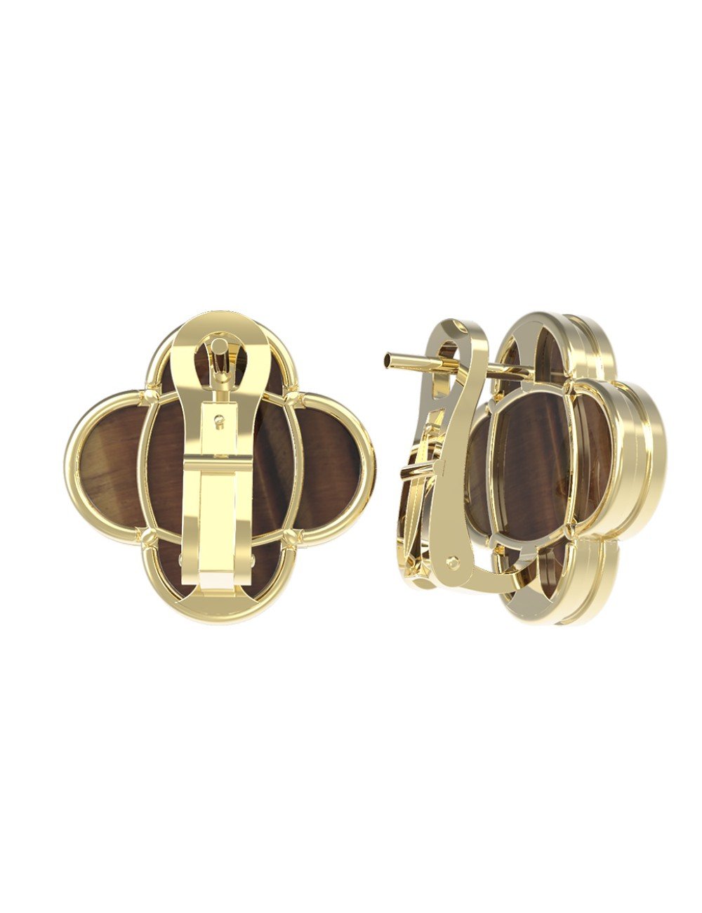 Серьги из лимонного золота c тигровым глазом