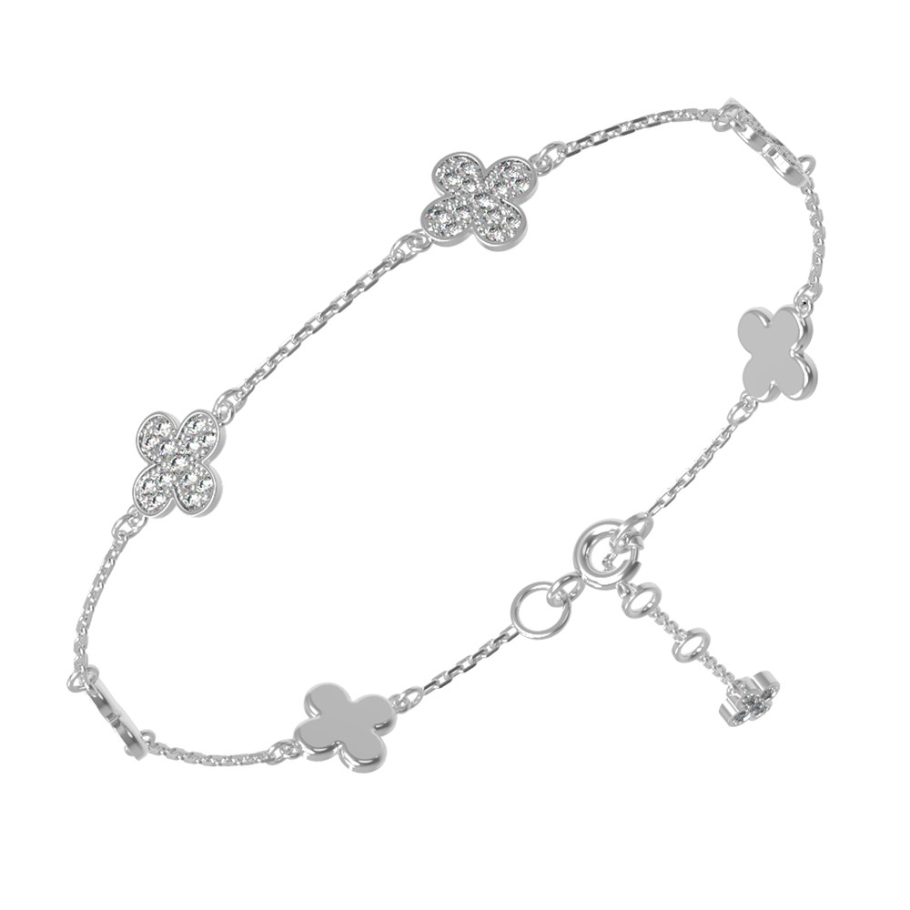 Браслет из белого золота 585 пробы c бриллиантами