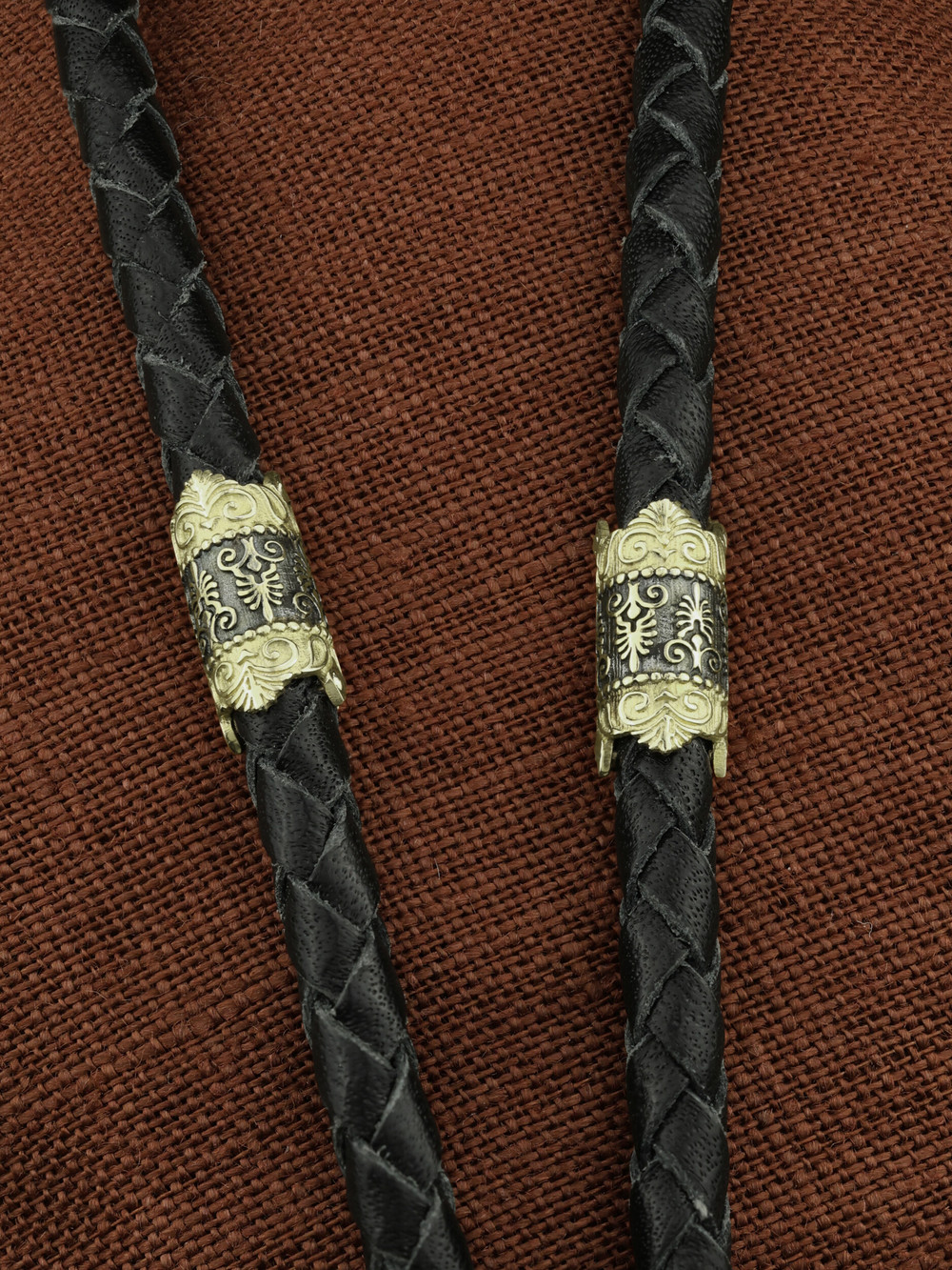 Цепь-шнурок кожа из зелёного золота 585 пробы c кожаным шнурком