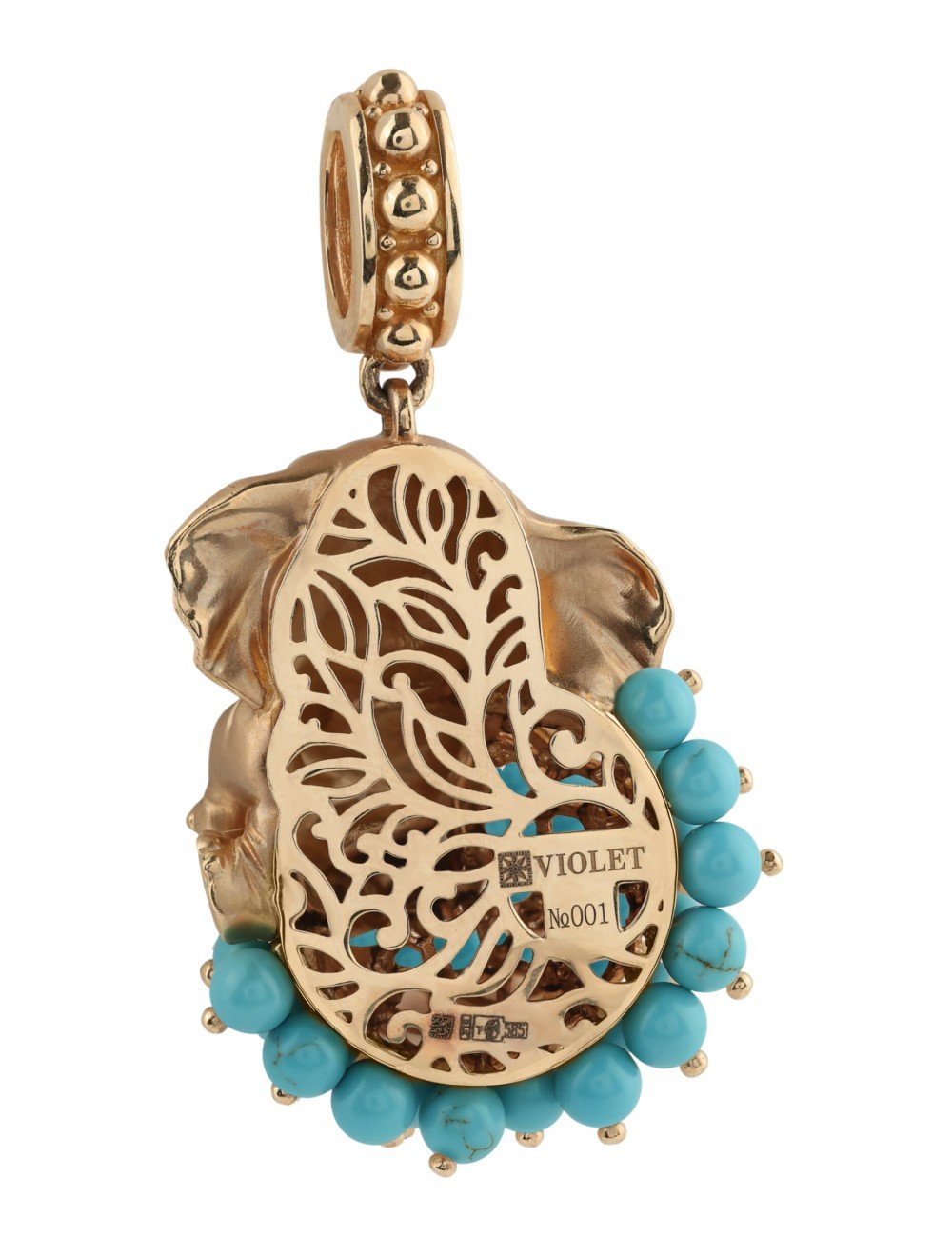 Подвеска из золота c эмалью и бирюзой