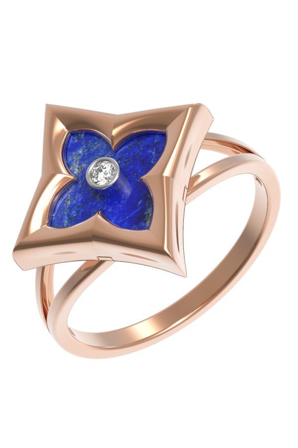 Кольцо из золота c бриллиантами и лазуритом