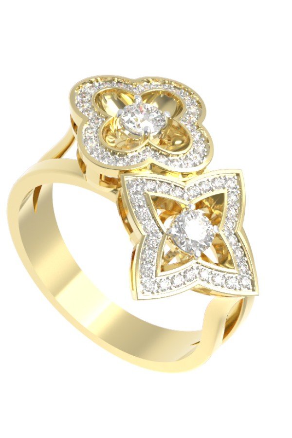 Кольцо из лимонного золота c бриллиантами