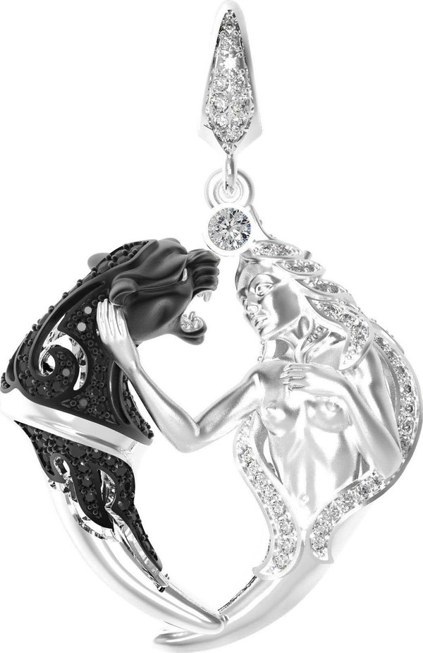 Подвеска из белого золота 585 пробы c фианитом