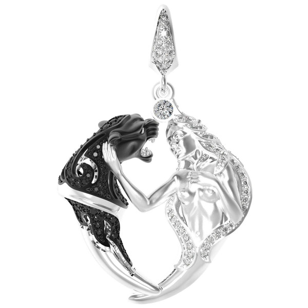 Подвеска из белого золота 585 пробы c фианитом