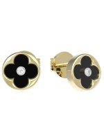 Серьги из лимонного золота c бриллиантами и ониксом