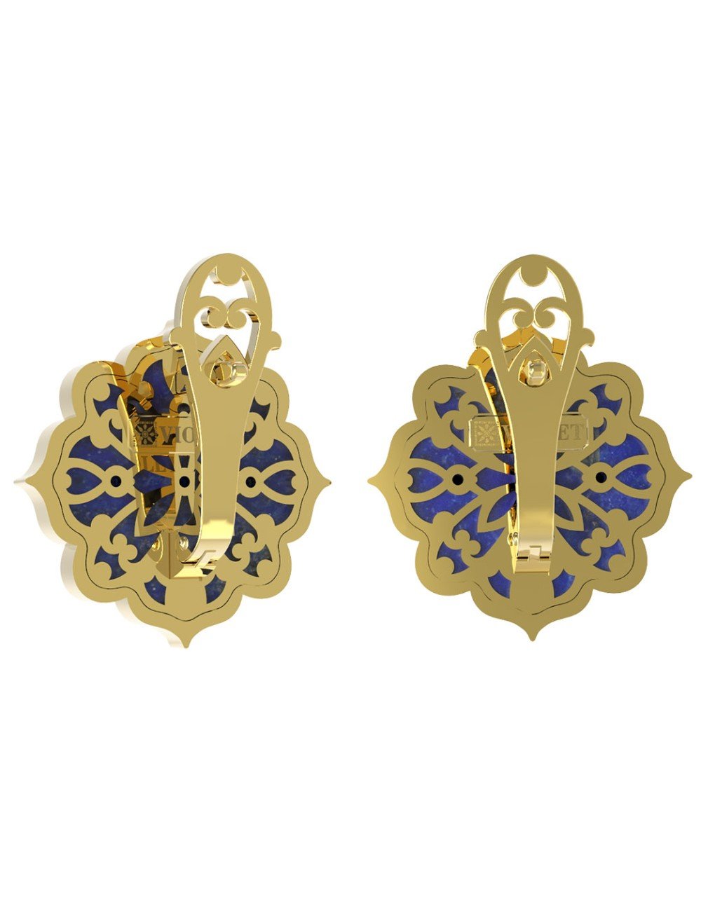 Серьги из лимонного золота c бирюзой и лазуритом