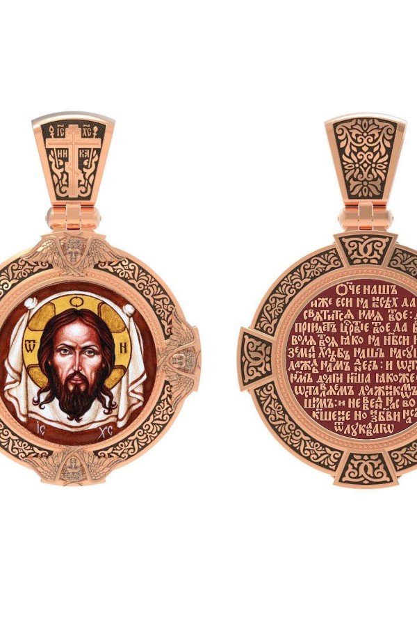 Образок из золота c эмалью, иконописью и темперой