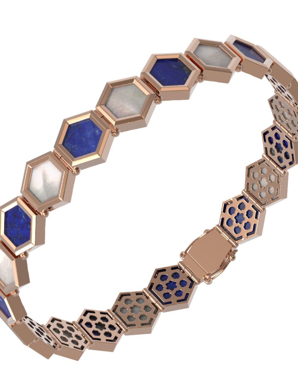 Браслет из золота c лазуритом и перламутром