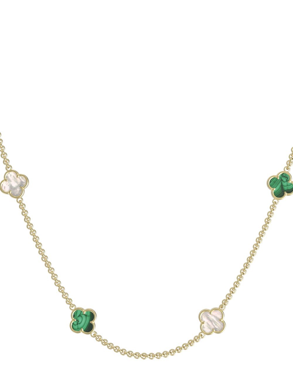 Колье из лимонного золота c малахитом и перламутром