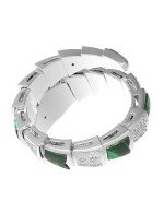 Кольцо из белого золота c бриллиантами и малахитом