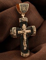 Крест из золота c эбеновым деревом