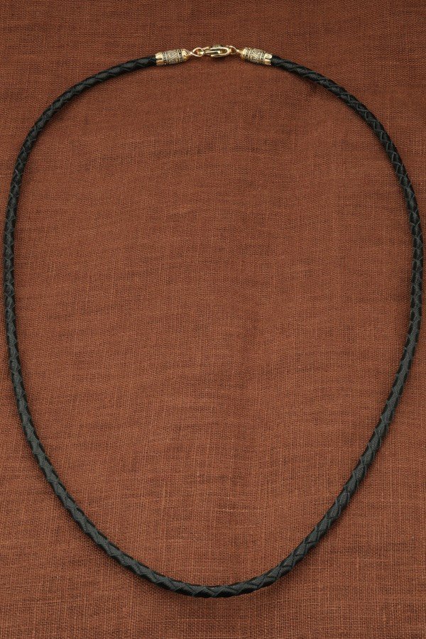 Гайтан из лимонного золота c кожаным шнурком