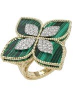 Кольцо из лимонного золота c бриллиантами и малахитом