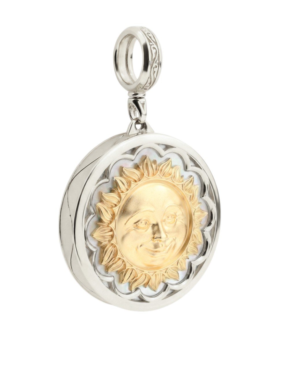 Подвеска из белого золота c ониксом и перламутром