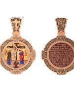 Образок из золота c эмалью, иконописью и темперой