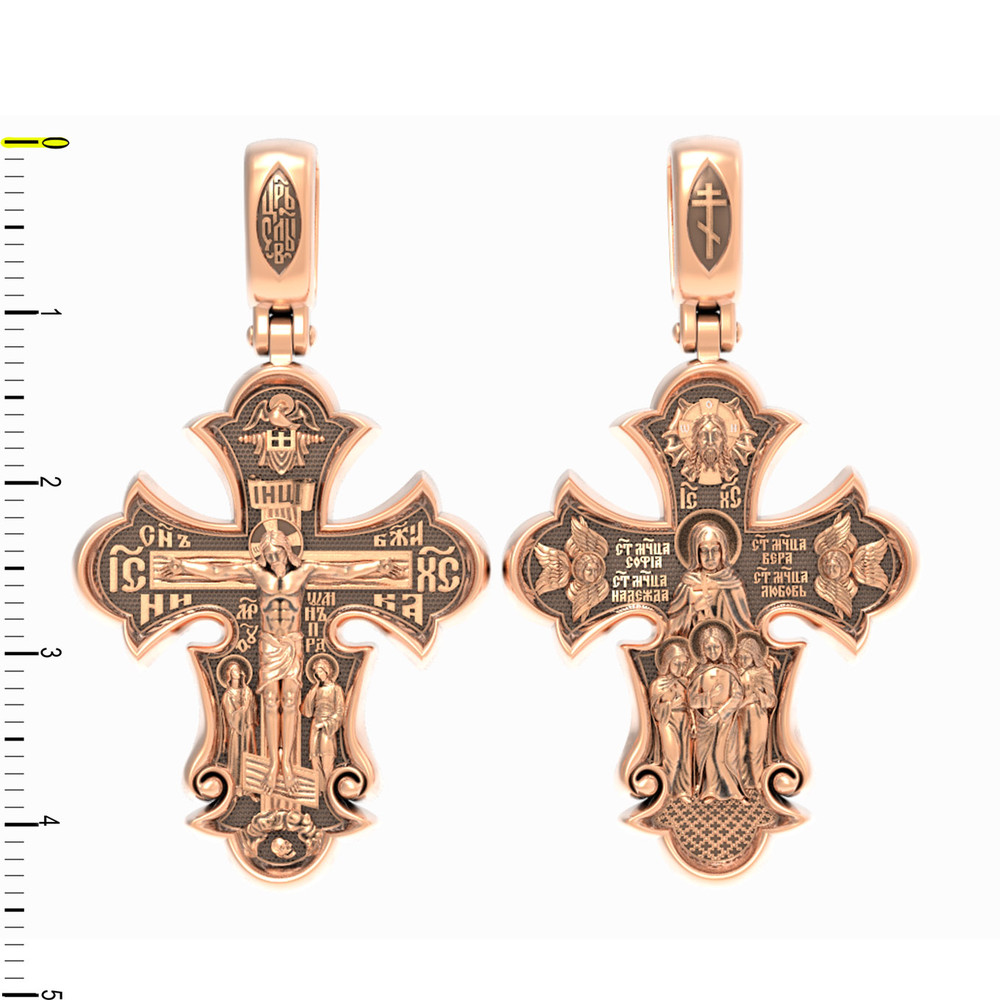 Крест из красного золота 585 пробы