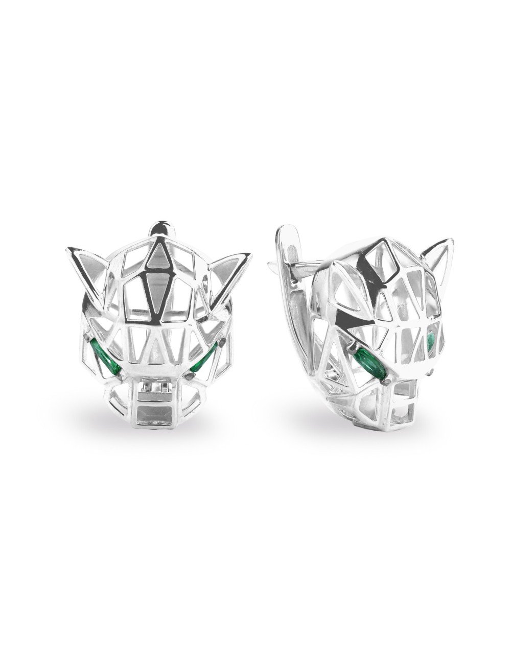 Серьги из белого золота c изумрудом