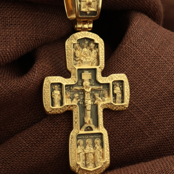 Крест из лимонного золота 585 пробы