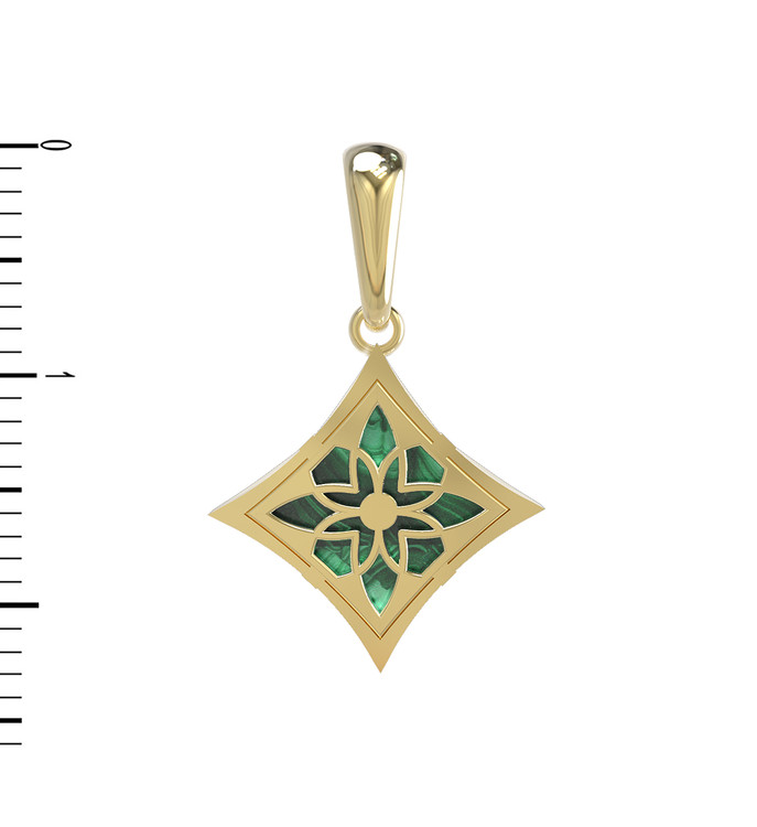 Подвеска из лимонного золота 585 пробы c малахитом