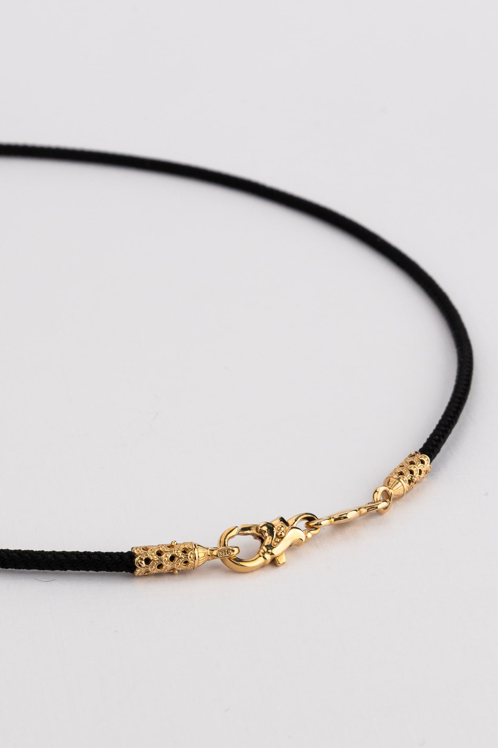 Цепь-шнурок шелк из красного золота 585 пробы c шёлковым шнурком