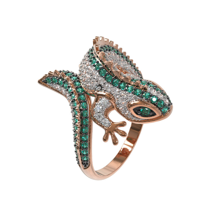 Кольцо из красного золота 585 пробы c фианитом