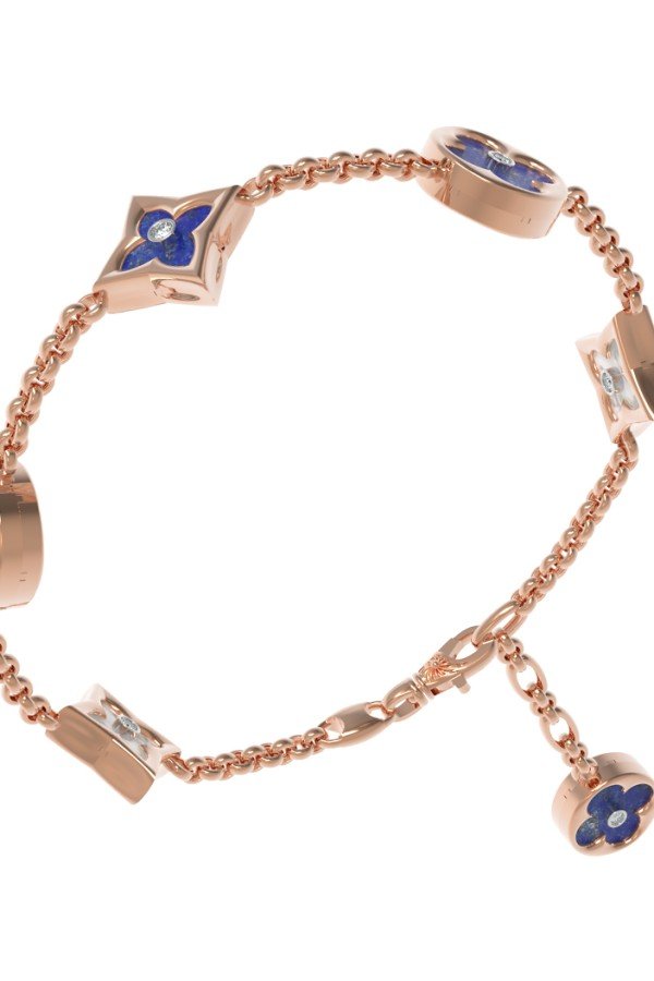 Браслет из золота c бриллиантами, лазуритом и перламутром