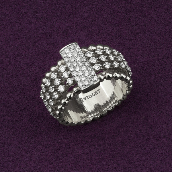 Кольцо из белого золота 585 пробы c бриллиантами