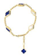 Браслет из лимонного золота c лазуритом и перламутром