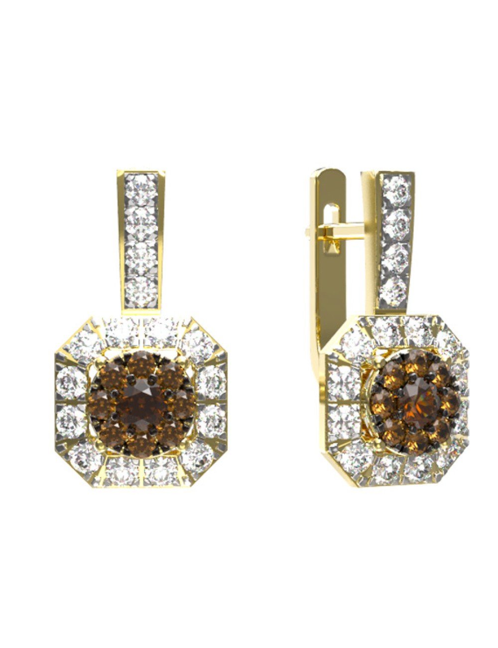 Серьги из лимонного золота c бриллиантами