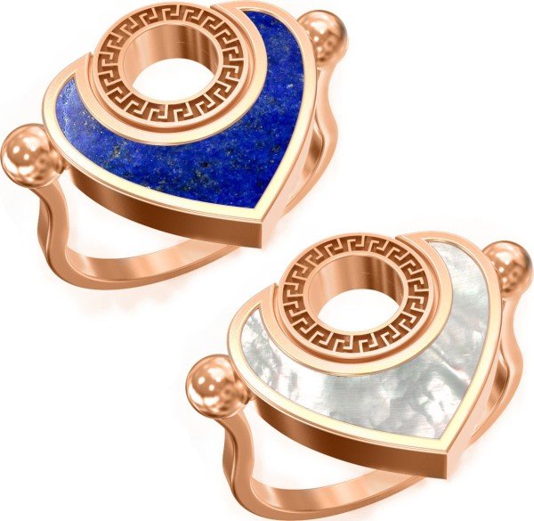 Кольцо из золота c лазуритом и перламутром