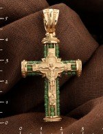 Крест из золота c хризопразом