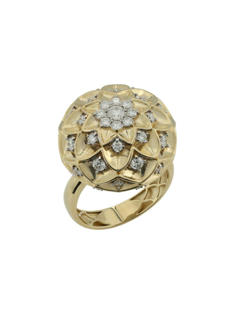 Кольцо из лимонного золота 585 пробы c бриллиантами