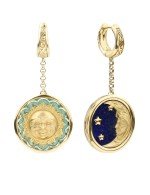 Серьги из лимонного золота c бирюзой и лазуритом