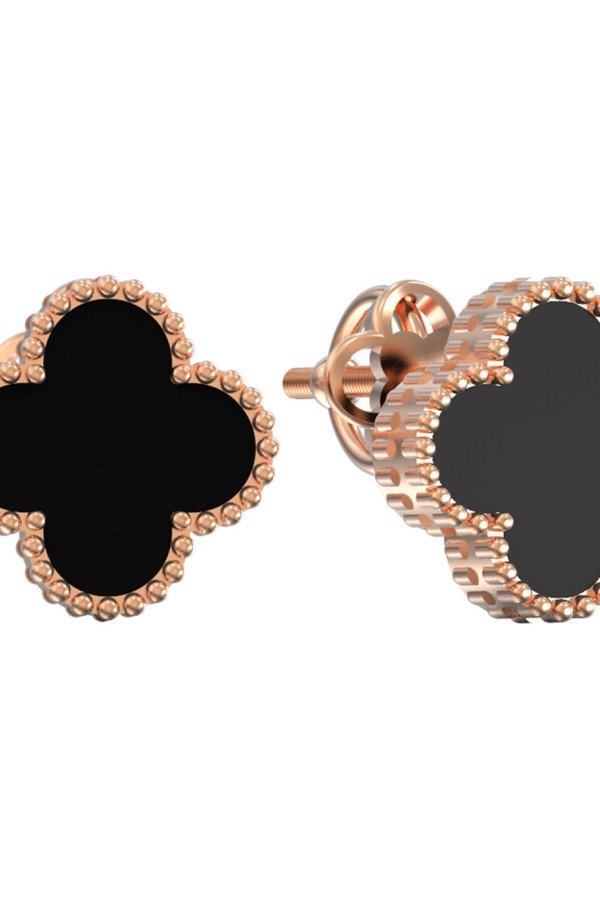 Серьги из золота c ониксом