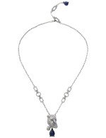 Колье из белого золота c бриллиантами, сапфиром и изумрудом