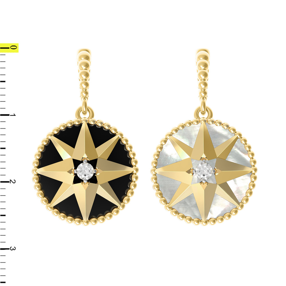 Подвеска из лимонного золота 585 пробы c фианитом, ониксом и перламутром