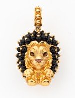 Подвеска из золота c эмалью и ониксом