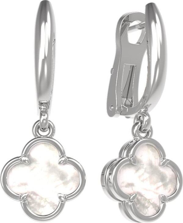 Серьги из белого золота 585 пробы c перламутром